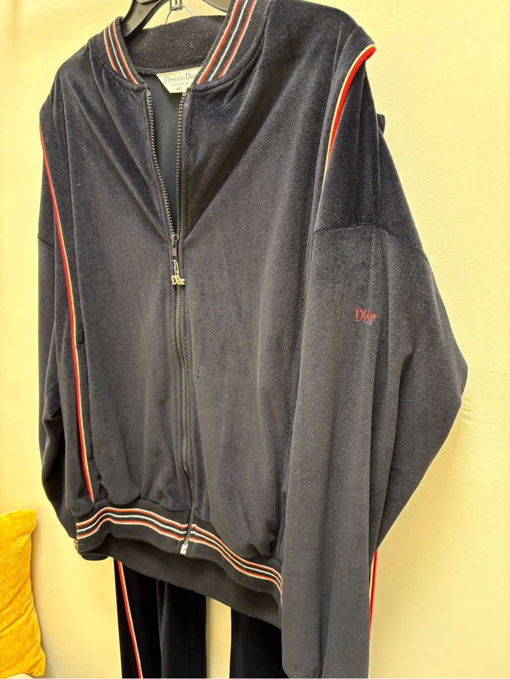Christian Dior Vintage Black Velour Track Suit w/Red Trim-good condition -Sze XL - Picture 6 of 16